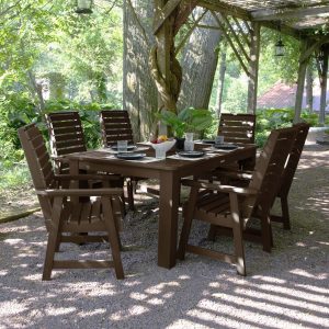 Elm Pointe 7 Pc Recycled Plastic Rectangular Dining Set in Weathered Acorn by Lakeview Outdoor Designs