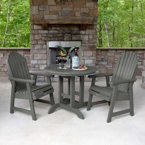 Dream Bay 3 Pc Recycled Plastic Round Dining Set in Coastal Teak by Lakeview Outdoor Designs