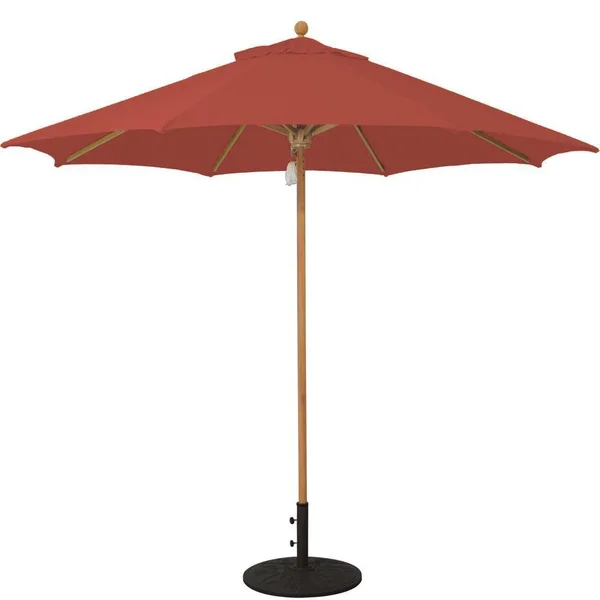Galtech 9 Ft. Octagonal Hardwood Patio Market Umbrella W/ Pulley - Teak W/ Sunbrella Canvas Henna Canopy