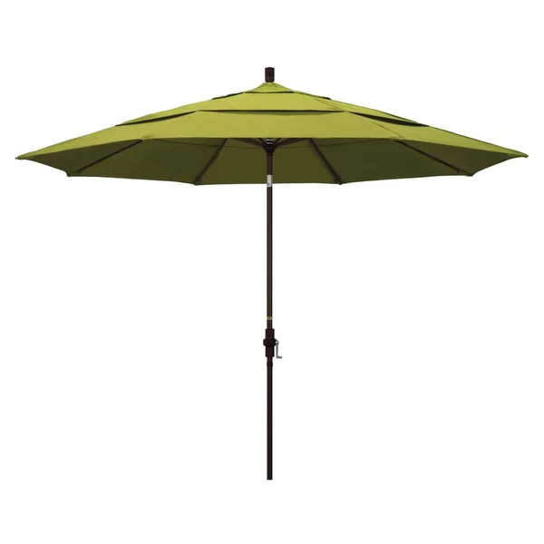 California Umbrella 11 Ft. Octagonal Aluminum Collar Tilt Patio Umbrella W/ Crank Lift & Aluminum Ribs - Bronze Frame / Olefin Kiwi Canopy