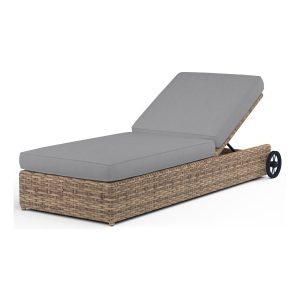 Havana Wicker Chaise Lounge in Tobacco/Canvas Granite by Sunset West