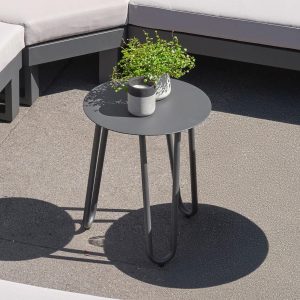 Blixum Aluminum Round Side End Table in Gray By KETTLER