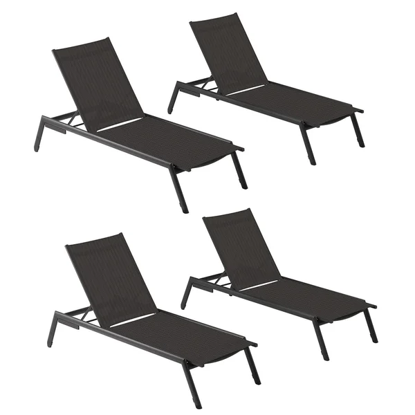 Eiland 4 Pc Aluminum Chaise Lounge Set in Carbon/Ninja by Oxford Garden