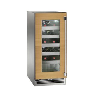 Perlick 15-Inch Signature Series Marine & Coastal Series Stainless Steel Panel Ready Glass Door Outdoor Wine Reserve - Left Hinge - HP15WM-4-4L