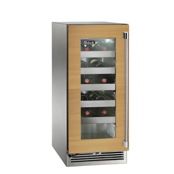 Perlick 15-Inch Signature Series Marine & Coastal Series Stainless Steel Panel Ready Glass Door Outdoor Wine Reserve - Left Hinge - HP15WM-4-4L