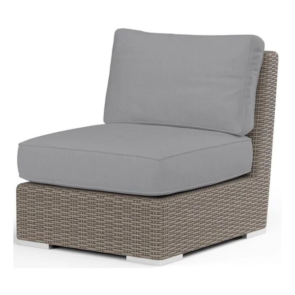 Coronado Wicker Armless Club Chair in Driftwood/Canvas Granite by Sunset West