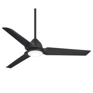 Minka-Aire Java 54-Inch 3-Blade Ceiling Fan in Coal Finish W/ Coal Blades & Etched Opal Glass - F753L-CL