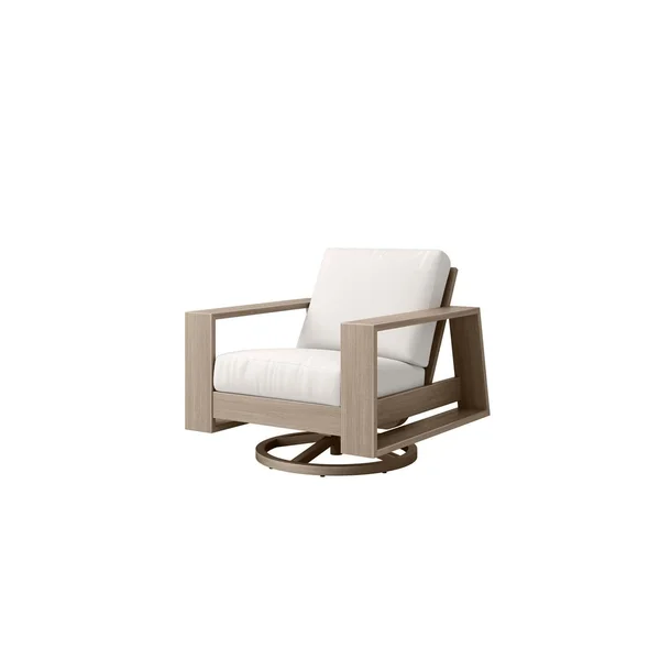 Novara Aluminum Swivel Rocker Club Chair in Flax/Natural White by Ebel