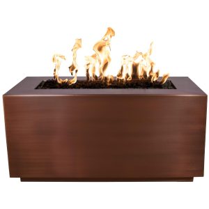 Pismo 48 Inch Rectangular Copper Propane Fire Pit w/ Glow Plug by The Outdoor Plus