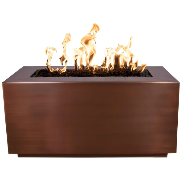 Pismo 84 Inch Rectangular Copper Natural Gas Fire Pit w/ Glow Plug by The Outdoor Plus