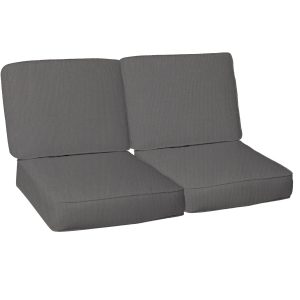 Sunbrella Canvas Charcoal 4 Piece Large Outdoor Replacement Loveseat Cushion Set W/ Piping By BBQGuys Signature