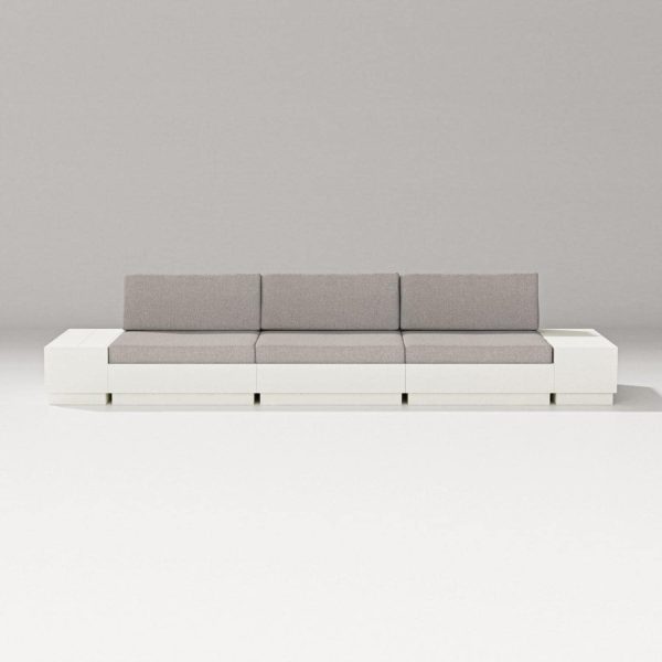 Elevate 5 Pc Recycled Plastic Seating Set in Vintage White/Weathered Tweed By PW Designer Series