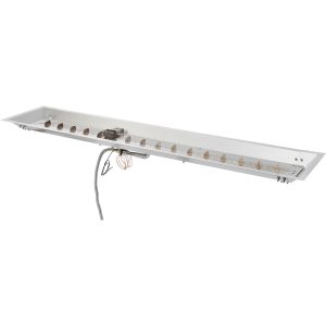 The Outdoor GreatRoom Company Crystal Fire Plus 64 Inch Drop-In Linear 100,000 BTU Natural Gas Fire Pit Burner Kit w/ Direct Spark Ignition - Stainless Steel