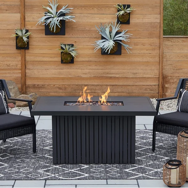 Westlook 52 Inch Rectangular Aluminum Propane Fire Pit Table in Black Coral by Lakeview Outdoor Designs