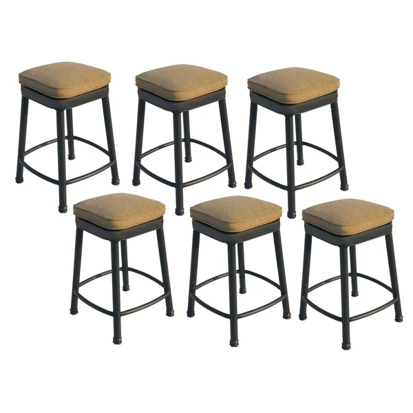 Classic Cast Aluminum 6 Pc Set Square Backless Bar Stool Set in Antique Bronze/Sesame by Darlee