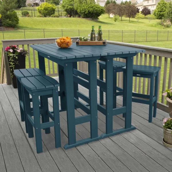Hart Lane 6 Pc Recycled Plastic Bar Height Dining Set in Federal Blue by Lakeview Outdoor Designs