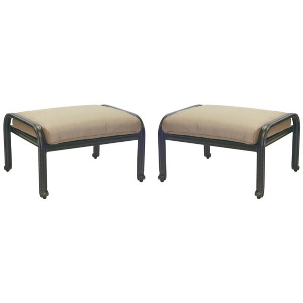 Nassau Cast Aluminum 2 Piece Ottoman Set in Antique Bronze/Sesame by Darlee