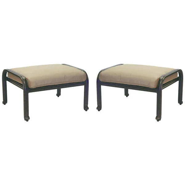 Nassau Cast Aluminum 2 Piece Ottoman Set in Antique Bronze/Sesame by Darlee