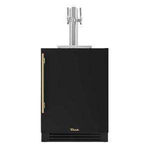 True 24 Inch Right Hinge Outdoor Dual Tap Beverage Dispenser - Matte Black w/ Brass Handle - TUR-24DD-R-OP-C~DSK-027-H01
