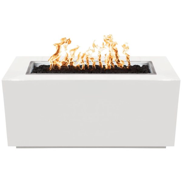Pismo 48 Inch Rectangular Powder Coated Steel Propane Fire Pit in White by The Outdoor Plus