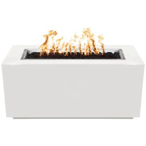 Pismo 48 Inch Rectangular Powder Coated Steel Natural Gas Fire Pit in White by The Outdoor Plus
