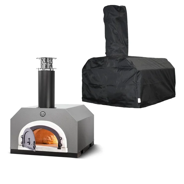 Chicago Brick Oven CBO-750 Countertop Wood Fired Pizza Oven w/ Cover - Silver