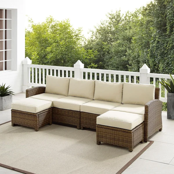 Branchwood 4 Pc Wicker Seating Set in Weathered Brown/Sand by Ultimate Patio