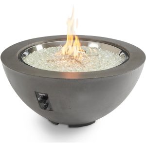 Villa View 42 Inch Round GFRC Propane Fire Bowl in Midnight Mist by Lakeview Outdoor Designs