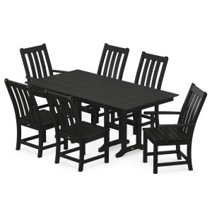 POLYWOOD Vineyard 7-Piece Farmhouse Dining Set - Black