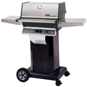 MHP TJK2 Natural Gas Grill With Stainless Grids On Black Cart