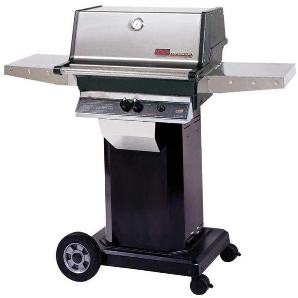 MHP TJK2 Natural Gas Grill With Stainless Grids On Black Cart