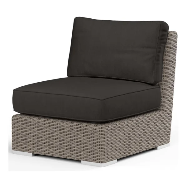 Coronado Wicker Armless Club Chair in Driftwood/Spectrum Carbon by Sunset West