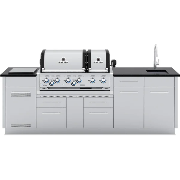 Broil King Imperial S 690iE 10 Ft Outdoor Kitchen Island w/ Natural Gas 6 Burner Grill