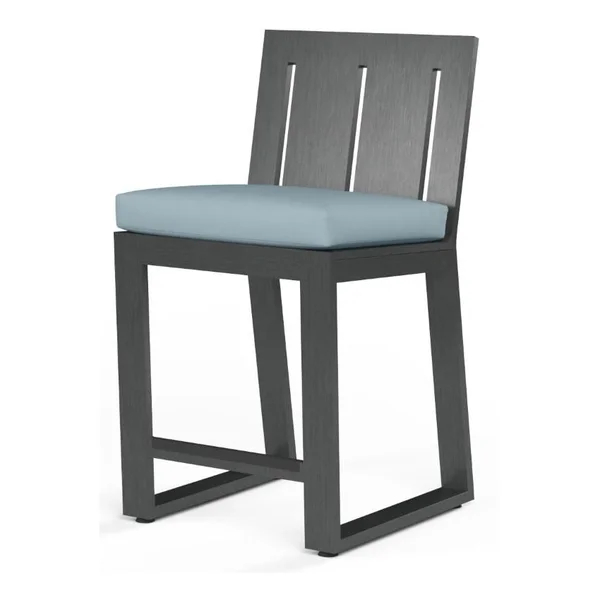 Redondo Aluminum Bar Stool w/ No Welt in Slate/Canvas Skyline by Sunset West