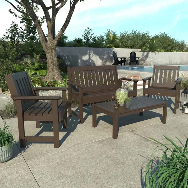Hart Lane 4 Pc Set Recycled Plastic Seating Set in Weathered Acorn by Lakeview Outdoor Designs