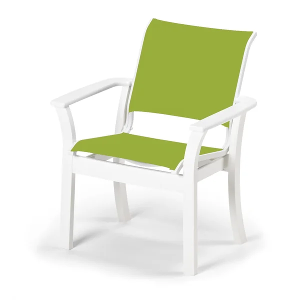 Leeward MGP Stacking Patio Cafe Chair With Sling Seating By Telescope Casual - Textured Snow/Lime