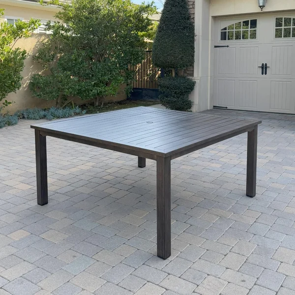 Atlantis 61 1/2-in Walnut Aluminum Square Dining Table by Darlee