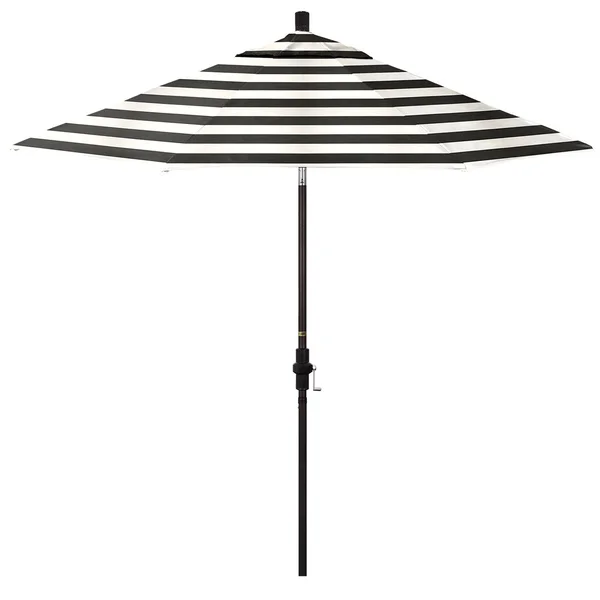 California Umbrella Golden State Series 9 Ft Octagonal Aluminum Collar Tilt Patio Umbrella W/ Crank Lift - Bronze Frame / Sunbrella Cabana Classic Canopy