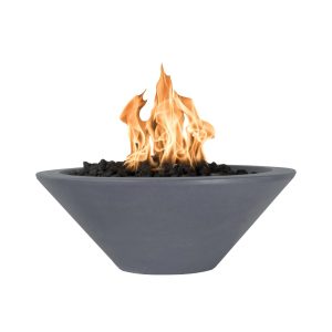 Cazo 24 Inch Round GFRC Propane Fire Bowl in Gray by The Outdoor Plus
