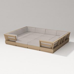 Elevate 12 Pc Recycled Plastic Pit Sectional Seating Set in Vintage Sahara/Weathered Tweed By PW Designer Series