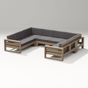 Latitude 6 Person Sectional Sofa in Vintage Sahara/Ash Charcoal By PW Designer Series