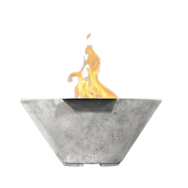 Scape Key 33 Inch Square GFRC Natural Gas Fire Bowl in White by Lakeview Outdoor Designs