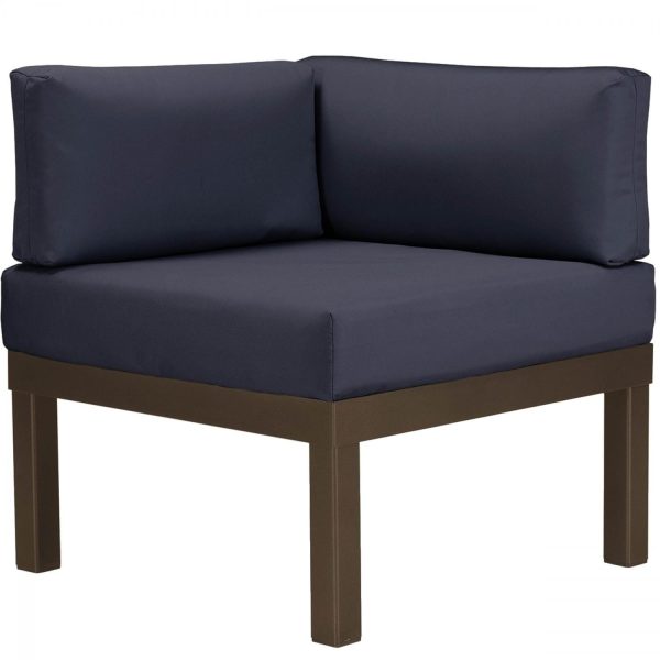 Ashbee Aluminum Sectional Corner Club Chair in Textured Kona/Indigo by Telescope Casual