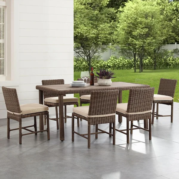 Ultimate Patio Branchwood 7Pc Wicker Outdoor Dining Set in Sand