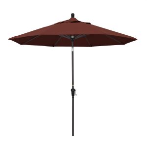 California Umbrella 9 Ft. Octagonal Aluminum Auto Tilt Patio Umbrella W/ Crank Lift & Aluminum Ribs - Bronze Frame / Sunbrella Canvas Henna Canopy