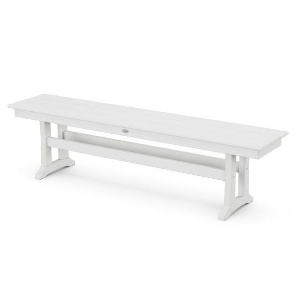 65 Inch Recycled Plastic Bench in White by POLYWOOD