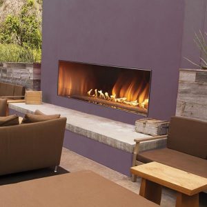 White Mountain Hearth By Empire Carol Rose 48-Inch Vent Free Natural Gas Outdoor Linear Fireplace W/ Manual Electronic Ignition & LED Light System - OLL48FP12SN