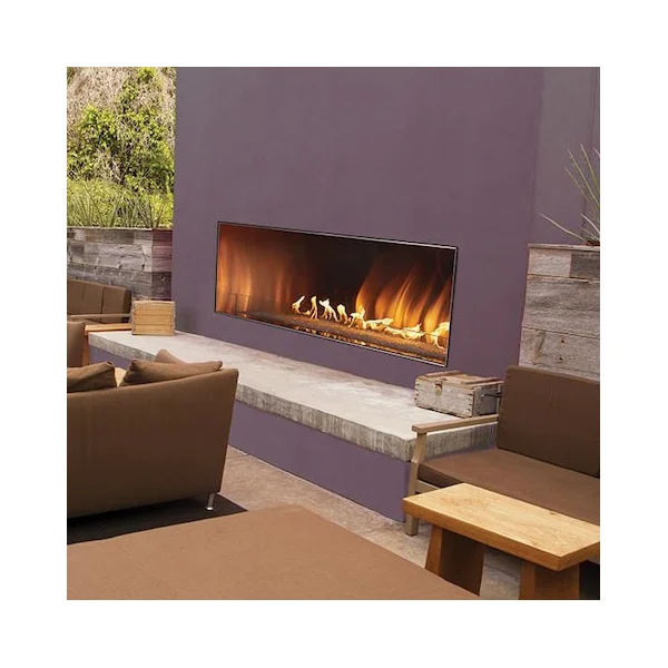 White Mountain Hearth By Empire Carol Rose 48-Inch Vent Free Natural Gas Outdoor Linear Fireplace W/ Manual Electronic Ignition & LED Light System - OLL48FP12SN