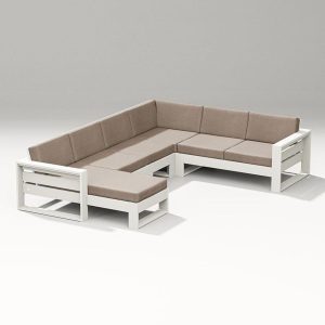 Latitude 5 Person Sectional Sofa in Vintage White/Spiced Burlap By PW Designer Series