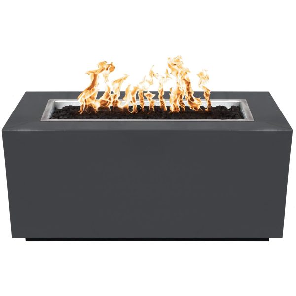 Pismo 60 Inch Rectangular Powder Coated Steel Natural Gas Fire Pit in Gray by The Outdoor Plus